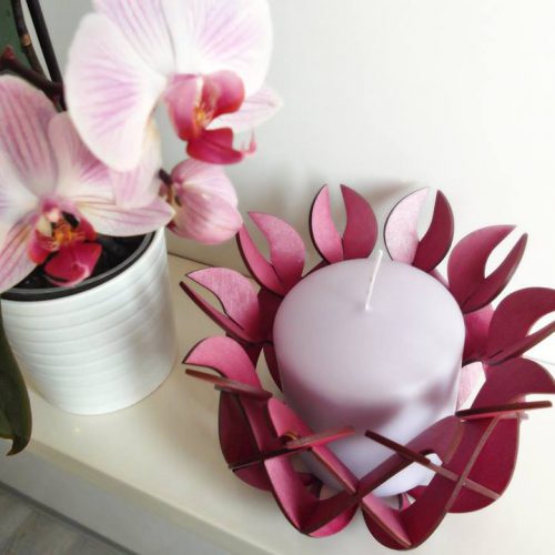 Porta cero "Ninfea" in legno colore "orchidea".